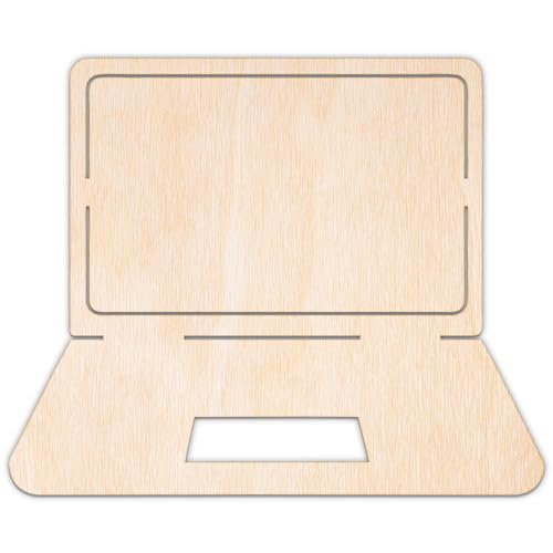 Creative Deco Personalisierte Holzscheiben Anhänger Sperrholz 3mm | Laptop | 5-100 cm | Holz Wanddeko Kinderzimmer | Lasergeschnittene Sperrholzausschnitte für Decoupage, zum Bemalen, Basteln von Creative Deco