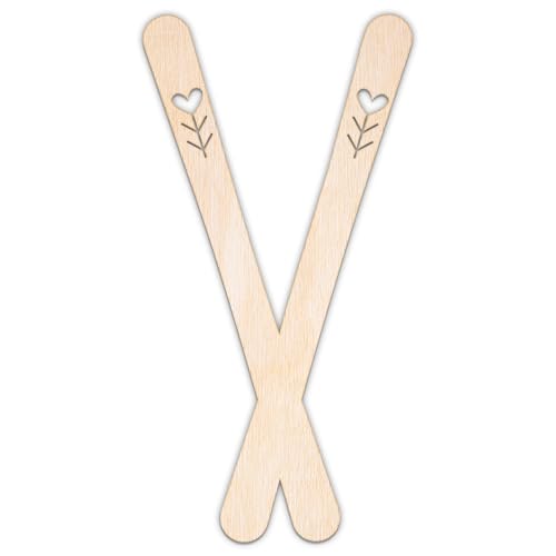 Creative Deco Personalisierte Holzscheiben Anhänger Sperrholz 3mm | Ski | 5-100 cm | Holz Wanddeko Kinderzimmer | Lasergeschnittene Sperrholzausschnitte für Decoupage, zum Bemalen, Basteln von Creative Deco