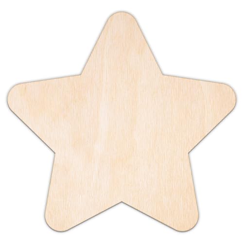 Creative Deco Personalisierte Holzscheiben Anhänger Sperrholz 3mm | Stern | 5-100 cm | Wetter Wand Deko Holz | Lasergeschnittene Sperrholzausschnitte für Decoupage, zum Bemalen, Basteln von Creative Deco