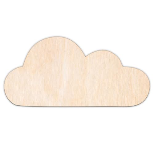 Creative Deco Personalisierte Holzscheiben Anhänger Sperrholz 3mm | Wolke 2 | 5-100 cm | Wetter Wand Deko Holz | Lasergeschnittene Sperrholzausschnitte für Decoupage, zum Bemalen, Basteln von Creative Deco