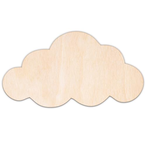Creative Deco Personalisierte Holzscheiben Anhänger Sperrholz 3mm | Wolke | 5-100 cm | Wetter Wand Deko Holz | Lasergeschnittene Sperrholzausschnitte für Decoupage, zum Bemalen, Basteln von Creative Deco