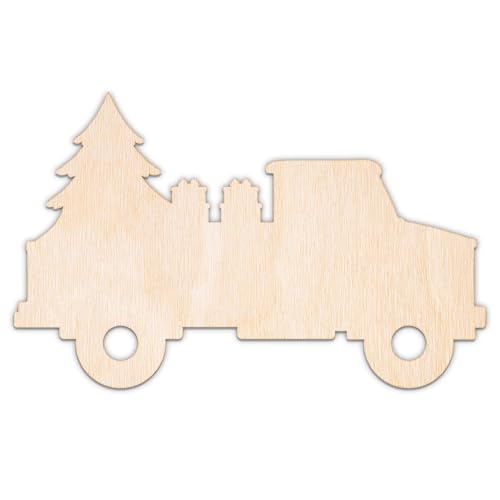 Creative Deco Personalisierte Weihnachtsanhänger aus Sperrholz 3mm | Weihnachtstruck Weihnachts-LKW | 10-100 cm | Weihnachtsdeko Holz | Lasergeschnittene Sperrholzausschnitte für Decoupage von Creative Deco