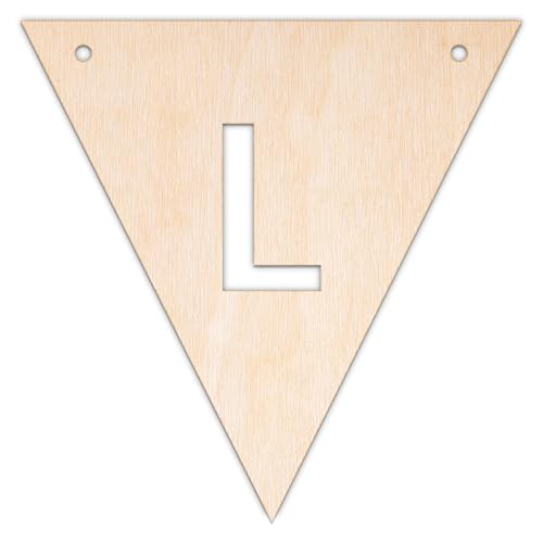 Creative Deco Personalisierter Wimpel Sperrholz 3mm | Holzbuchstaben L | 10-100 cm | Wimpelkette Kinderzimmer Girlande Geburtstag | Wanddeko | Lasergeschnittene Sperrholzausschnitte für Decoupage von Creative Deco