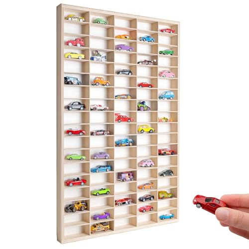 Creative Deco Setzkasten Holz Sammlervitrine für Autos - 90 verstellbare Fächer Vertikales Wandregal für Miniaturen | Schaukasten Vitrine Hängend Sammelbox Sammelvitrine Sortierbox 78,8 x 50 x 4,5 cm von Creative Deco