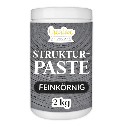 Creative Deco Strukturpaste Feinkörnig 2 kg | Dunkelgraue Spachtelmasse für Acrylmalerei | Feinpaste für Kunstprojekte, Acrylfarbe, DIY, 3D-Effekte, Texturen | Einfach mit Palettenmesser aufzutragen von Creative Deco