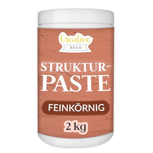 Creative Deco Strukturpaste Feinkörnig 2 kg | Ziegelrote Spachtelmasse für Acrylmalerei | Feinpaste für Kunstprojekte, Acrylfarbe, DIY, 3D-Effekte, Texturen | Einfach mit Palettenmesser aufzutragen von Creative Deco
