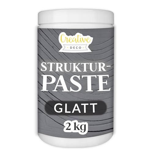 Creative Deco Strukturpaste Glatt 2 kg | Dunkelgraue Spachtelmasse für Acrylmalerei | Modellierpaste für Kunstprojekte, Acrylfarbe, DIY, 3D-Effekte, Texturen | Einfach mit Palettenmesser aufzutragen von Creative Deco