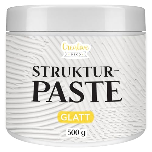 Creative Deco Strukturpaste Glatt 500 g | Weiße Spachtelmasse für Acrylmalerei | Modellierpaste für Kunstprojekte, Acrylfarbe, DIY, 3D-Effekte, Texturen | Einfach mit Palettenmesser aufzutragen von Creative Deco