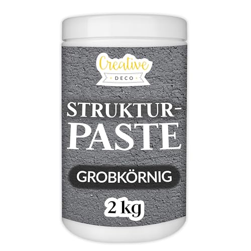 Creative Deco Strukturpaste Grobkörnig 2 kg | Dunkelgraue Spachtelmasse für Acrylmalerei | Modellierpaste für Kunstprojekte, Acrylfarbe, DIY, 3D-Effekte, Texturen | Mit Palettenmesser aufzutragen von Creative Deco