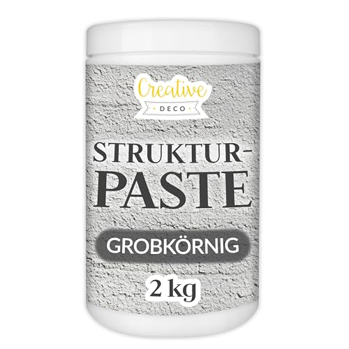 Creative Deco Strukturpaste Grobkörnig 2 kg | Graue Spachtelmasse für Acrylmalerei | Modellierpaste für Kunstprojekte, Acrylfarbe, DIY, 3D-Effekte, Texturen | Einfach mit Palettenmesser aufzutragen von Creative Deco