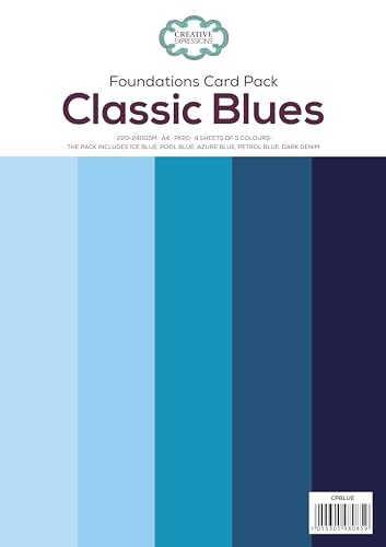 Creative Expressions Classic Blues Papier, 220–240 g/m², A4, 4 Blatt à 5 Farben von Creative Expressions