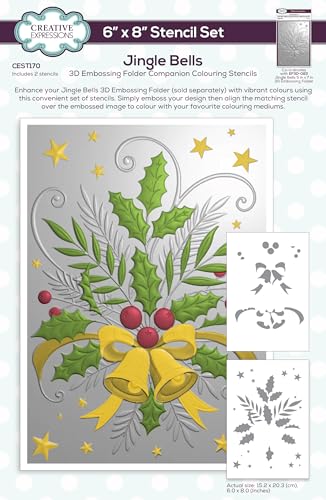Creative Expressions Jingle Bells Companion Malschablone, 15,2 x 20,3 cm, cremefarben, 15,2 x 20,3 cm, 2 Stück Creative Expressions Jingle Bells Companion Malschablone, 15,2 x 20,3 cm, cremefarben, 15,2 x 20,3 cm, 2 Stück von Creative Expressions