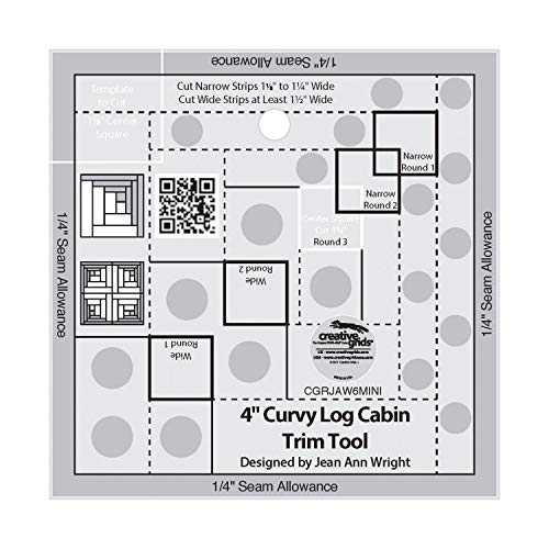 Creative Grids CGRJAW6MINI Curvy Log Cabin Trim Tool Quilt Lineal – Made in USA, 11,4 x 11,4 cm, rutschfester Griff, Acryl, Quilten, Nähen, Basteln, Patchwork-Lineal und Vorlage, 10,2 cm Creative Grids CGRJAW6MINI Curvy Log Cabin Trim Tool Quilt Lineal – Made in USA, 11,4 x 11,4 cm, rutschfester Griff, Acryl, Quilten, Nähen, Basteln, Patchwork-Lineal und Vorlage, 10,2 cm von Creative Grids