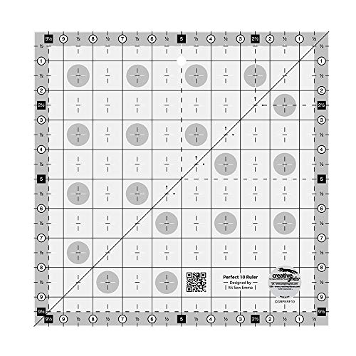 Creative Grids Perfect 10 Quilt-Lineal, entworfen von Sew Emma, patentierter rutschfester Griff von Creative Grids