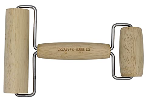 Creative Hobbies Hartholz Pony Roller - 2 in 1 Design Dual Roller Werkzeug für Keramik, Keramik Ton Arbeiten, Strass Stickerei Diamond Painting, Craft Clay Roller, Holzroller von Creative Hobbies