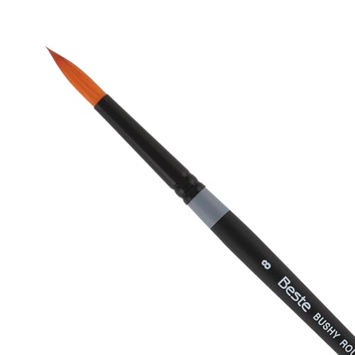 Creative Mark Beste Golden Taklon Buschige Runde 8 Künstlerpinsel, professionelle Aquarellpinsel, große Pinsel für Acrylmalerei, kurzer Griff, scharfe Kanten, handgebunden und geformt von Creative Mark