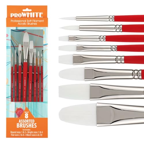 Creative Mark Pro weiße weiche Filament-Acryl-Pinsel, sortiert, professionelles Set mit 8 Stück, nahtlose Hülse, kurzer Holzgriff, Pinsel für Acrylmalerei, Aquarell, Gouache, Öle und Kasein Creative Mark Pro weiße weiche Filament-Acryl-Pinsel, sortiert, professionelles Set mit 8 Stück, nahtlose Hülse, kurzer Holzgriff, Pinsel für Acrylmalerei, Aquarell, Gouache, Öle und Kasein von Creative Mark