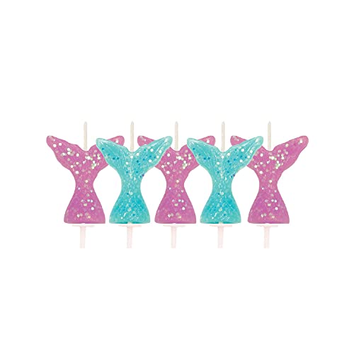 Anniversary House Glitzernde Meerjungfrauenschwanz-Kerzen, Violett und Aqua, 7 cm von Anniversary House