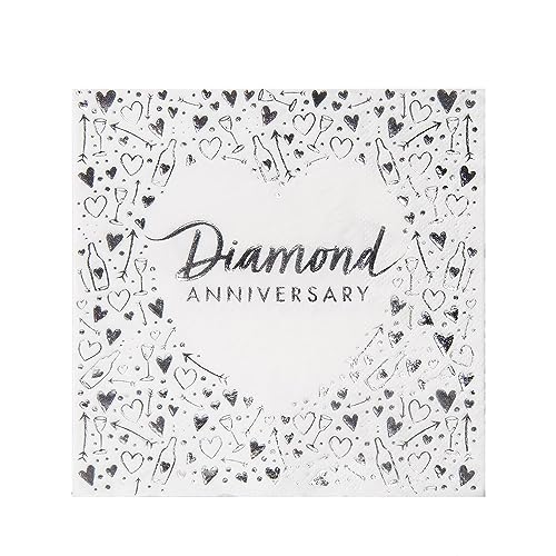 Anniversary House Diamant-Servietten zum 60. Hochzeitstag, 3-lagig, 33 x 33 cm, Folienprägung, Tischdekoration, Diamant-Jubiläumsdekoration, Einweg-Party-Servietten, J045, 16 Stück Anniversary House Diamant-Servietten zum 60. Hochzeitstag, 3-lagig, 33 x 33 cm, Folienprägung, Tischdekoration, Diamant-Jubiläumsdekoration, Einweg-Party-Servietten, J045, 16 Stück von Anniversary House