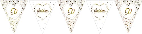 Creative Party J050 Wimpelkette mit goldenem Hochzeitstag aus geprägtem Papier, 1 Stück, 50. Jahrestag, Mehrfarbig von Creative Party