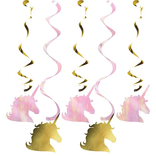 Creative Party PC329307 Einhorn Kopf Gold und Rosa hängende Wirbel - 5 Stück Creative Party PC329307 Einhorn Kopf Gold und Rosa hängende Wirbel - 5 Stück von Creative Converting