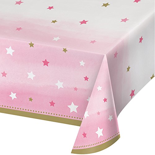 Creative Converting Kunststoff-Tischdecke, bedruckt, 137,2 x 274,3 cm, Motiv "One Little Star Girl", Pink, 137,2 x 274,3 cm von Creative Converting