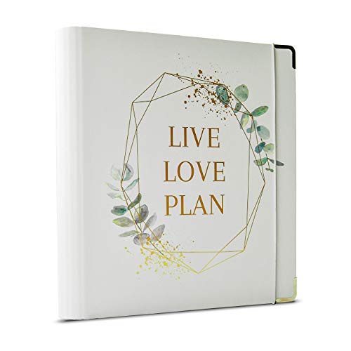 "Live Love Plan” Ringordner mit goldenen Applikationen & Gummiband | 2 D-Ringe | A4 | 4,5cm breit von CreativeRobin