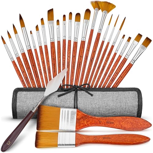 Professionelle Pinsel, 26 Stück, kräftiges Orange, langlebiges Pinsel-Set mit Aufbewahrungsbox, Künstlerpinsel für Acryl-, Gouache-, Öl- und Aquarellmalerei, Premium-Kunstbedarf CreativePeak von Creativepeak