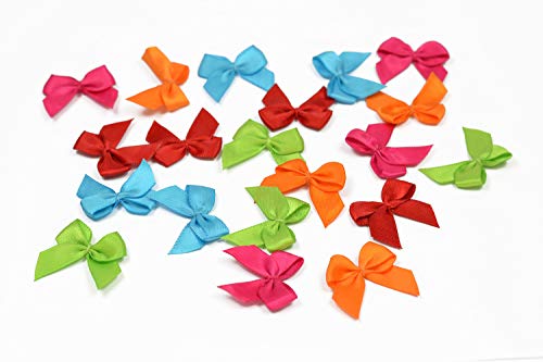 20 Stück Satinschleifen 2,5x3cm (MIX-BU/orange rot fuchsia türkis hellgrün) // Deko Schleifen für Hochzeit Taufe Kommunion Applikation Streudeko einfarbig von Creativery