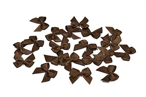 20 Stück Satinschleifen 2,5x3cm (braun 850) // Deko Schleifen für Hochzeit Taufe Kommunion Applikation Streudeko einfarbig von Creativery