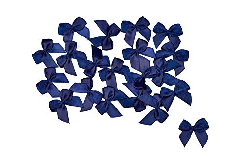 20 Stück Satinschleifen 2,5x3cm (dunkel blau/navy 370) // Deko Schleifen für Hochzeit Taufe Kommunion Applikation Streudeko einfarbig von Creativery