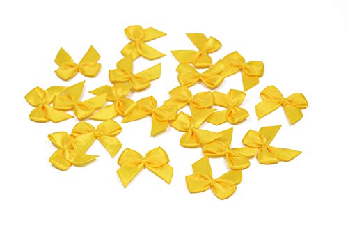 20 Stück Satinschleifen 2,5x3cm (gelb 645) // Deko Schleifen für Hochzeit Taufe Kommunion Applikation Streudeko einfarbig von Creativery