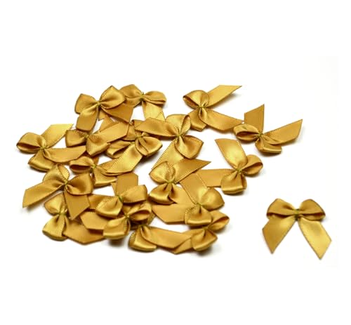 20 Stück Satinschleifen 2,5x3cm (gold 687) // Deko Schleifen für Hochzeit Taufe Kommunion Applikation Streudeko einfarbig von Creativery