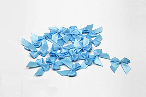 20 Stück Satinschleifen 2,5x3cm (hell blau 311) // Deko Schleifen für Hochzeit Taufe Kommunion Applikation Streudeko einfarbig von Creativery