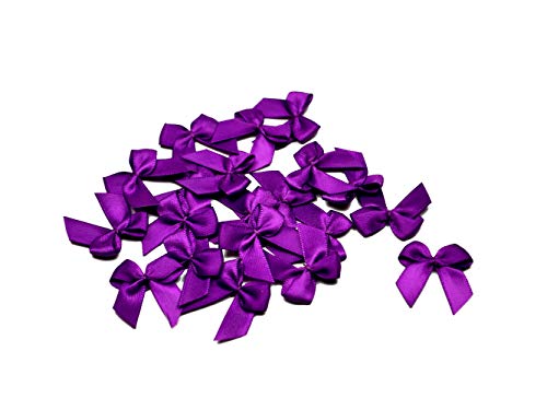 20 Stück Satinschleifen 2,5x3cm (lila/purpur 465) // Deko Schleifen für Hochzeit Taufe Kommunion Applikation Streudeko einfarbig von Creativery