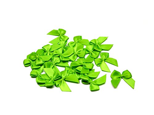 20 Stück Satinschleifen 2,5x3cm (maigrün/lindgrün 550) // Deko Schleifen für Hochzeit Taufe Kommunion Applikation Streudeko einfarbig von Creativery