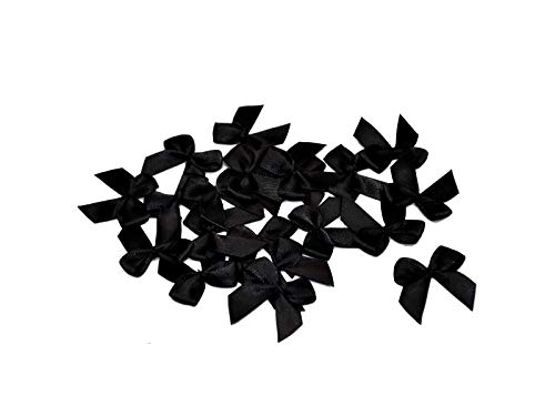 20 Stück Satinschleifen 2,5x3cm (schwarz 030) // Deko Schleifen für Hochzeit Taufe Kommunion Applikation Streudeko einfarbig von Creativery