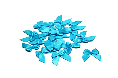 20 Stück Satinschleifen 2,5x3cm (türkis 340) // Deko Schleifen für Hochzeit Taufe Kommunion Applikation Streudeko einfarbig von Creativery