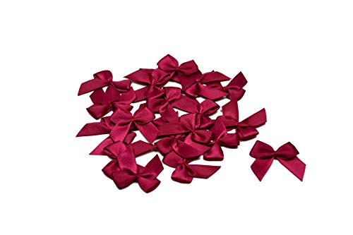 20 Stück Satinschleifen 2,5x3cm (weinrot/bordeaux 193) // Deko Schleifen für Hochzeit Taufe Kommunion Applikation Streudeko einfarbig von Creativery