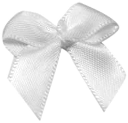 20 Stück Satinschleifen 2,5x3cm (weiß 029) // Deko Schleifen für Hochzeit Taufe Kommunion Applikation Streudeko einfarbig von Creativery