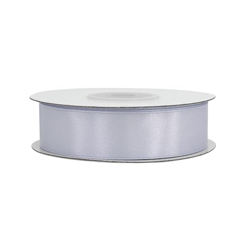 Satinband 18mm x 25m Rolle - FARBAUSWAHL in 3/6/12/18/25/38/50/75/100mm - farbecht & waschbar - Schleifenband für Hochzeit - Geschenkband zum Verpacken Dekorieren Basteln - Silber/Grau 012H von Creativery