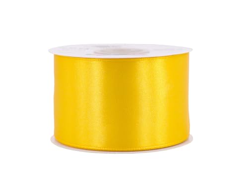 Satinband 50mm x 25m Rolle - FARBAUSWAHL in 3/6/12/18/25/38/50/75/100mm - farbecht & waschbar - Schleifenband für Hochzeit - Geschenkband zum Verpacken Dekorieren Basteln - Gelb 645 von Creativery