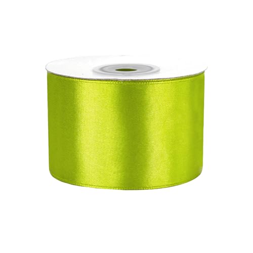 Satinband 50mm x 25m Rolle - FARBAUSWAHL in 3/6/12/18/25/38/50/75/100mm - farbecht & waschbar - Schleifenband für Hochzeit - Geschenkband zum Verpacken Dekorieren Basteln - Hellgrün/Maigrün 550 von Creativery