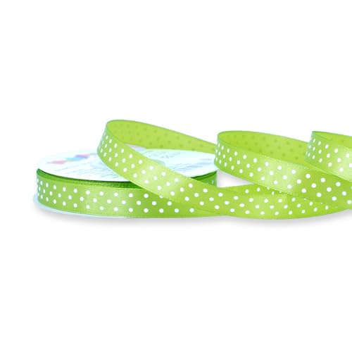 Satinband mit Punkten 12mm x 25m Rolle - FARBAUSWAHL in 12/25mm - farbecht & waschbar - Schleifenband für Hochzeit - Geschenkband zum Verpacken Dekorieren Basteln - Hellgrün/Maigrün 550 Satinband mit Punkten 12mm x 25m Rolle - FARBAUSWAHL in 12/25mm - farbecht & waschbar - Schleifenband für Hochzeit - Geschenkband zum Verpacken Dekorieren Basteln - Hellgrün/Maigrün 550 von Creativery