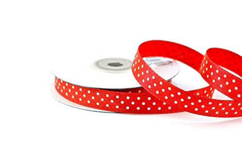 Creativery 25m Rolle Satinband 12mm mit Punkten, rot von Creativery