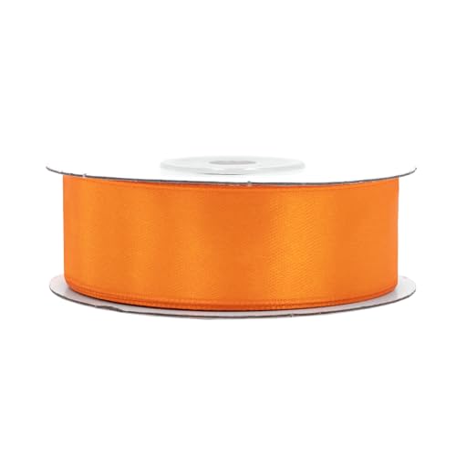 Satinband 25mm x 25m Rolle - FARBAUSWAHL in 3/6/12/18/25/38/50/75/100mm - farbecht & waschbar - Schleifenband für Hochzeit - Geschenkband zum Verpacken Dekorieren Basteln - Orange 668 von Creativery