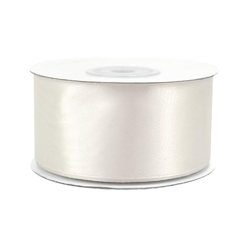 Satinband 38mm x 25m Rolle - FARBAUSWAHL in 3/6/12/18/25/38/50/75/100mm - farbecht & waschbar - Schleifenband für Hochzeit - Geschenkband zum Verpacken Dekorieren Basteln - Ivory/Elfenbein 810 von Creativery