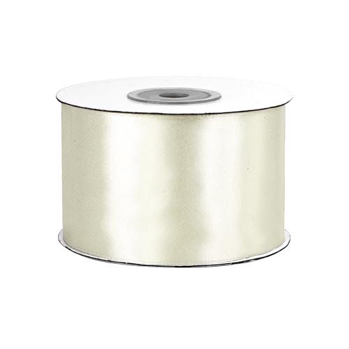 Satinband 50mm x 25m Rolle - FARBAUSWAHL in 3/6/12/18/25/38/50/75/100mm - farbecht & waschbar - Schleifenband für Hochzeit - Geschenkband zum Verpacken Dekorieren Basteln - Ivory/Elfenbein 810 von Creativery
