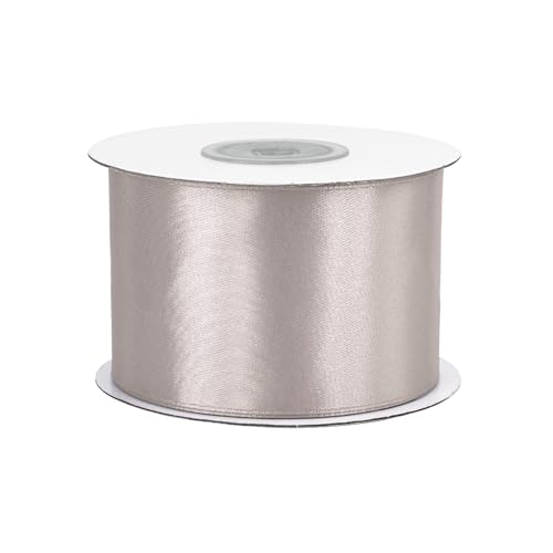 Satinband 50mm x 25m Rolle - FARBAUSWAHL in 3/6/12/18/25/38/50/75/100mm - farbecht & waschbar - Schleifenband für Hochzeit - Geschenkband zum Verpacken Dekorieren Basteln - Taupe 823 von Creativery