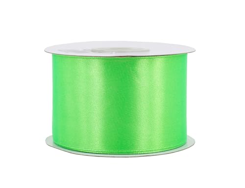 Satinband 50mm x 25m Rolle - FARBAUSWAHL in 3/6/12/18/25/38/50/75/100mm - farbecht & waschbar - Schleifenband für Hochzeit - Geschenkband zum Verpacken Dekorieren Basteln - Apfelgrün 555 von Creativery